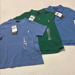 Set of 3- Polo by Ralph Lauren Blue and Green Polos Casual Cotton Blend